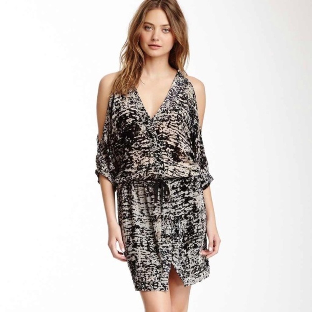 Gypsy 05 Cold Shoulder Burnout Silk Wrap Dress